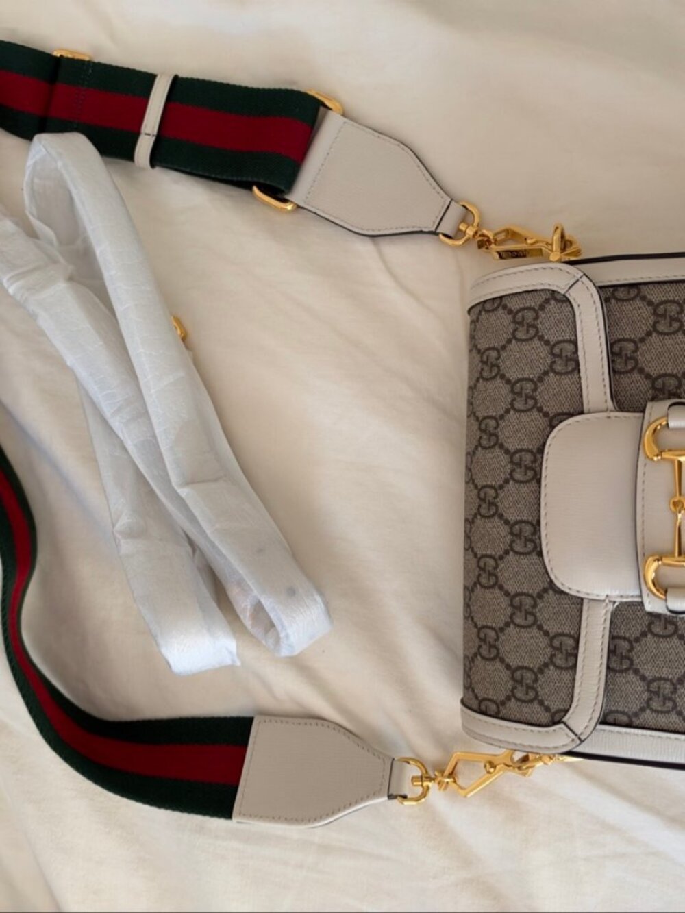 Gucci Horsebit 1955 Small Shoulder Bag White